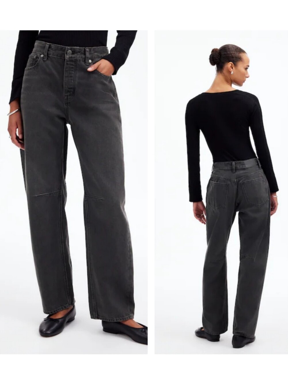 Madewell The Petite 28P Darted Barrel-Leg Jean Olenda Wash Grey